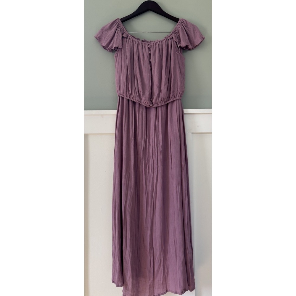 Willow & Root 2 Piece Matching Textured Crop Top Flowy Skirt Set Lavender Purple